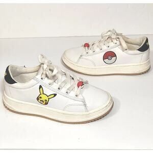 Zara Kids Size US 13 / Euro 31 Nintendo Pokémon Pikachu White Leather Sneakers